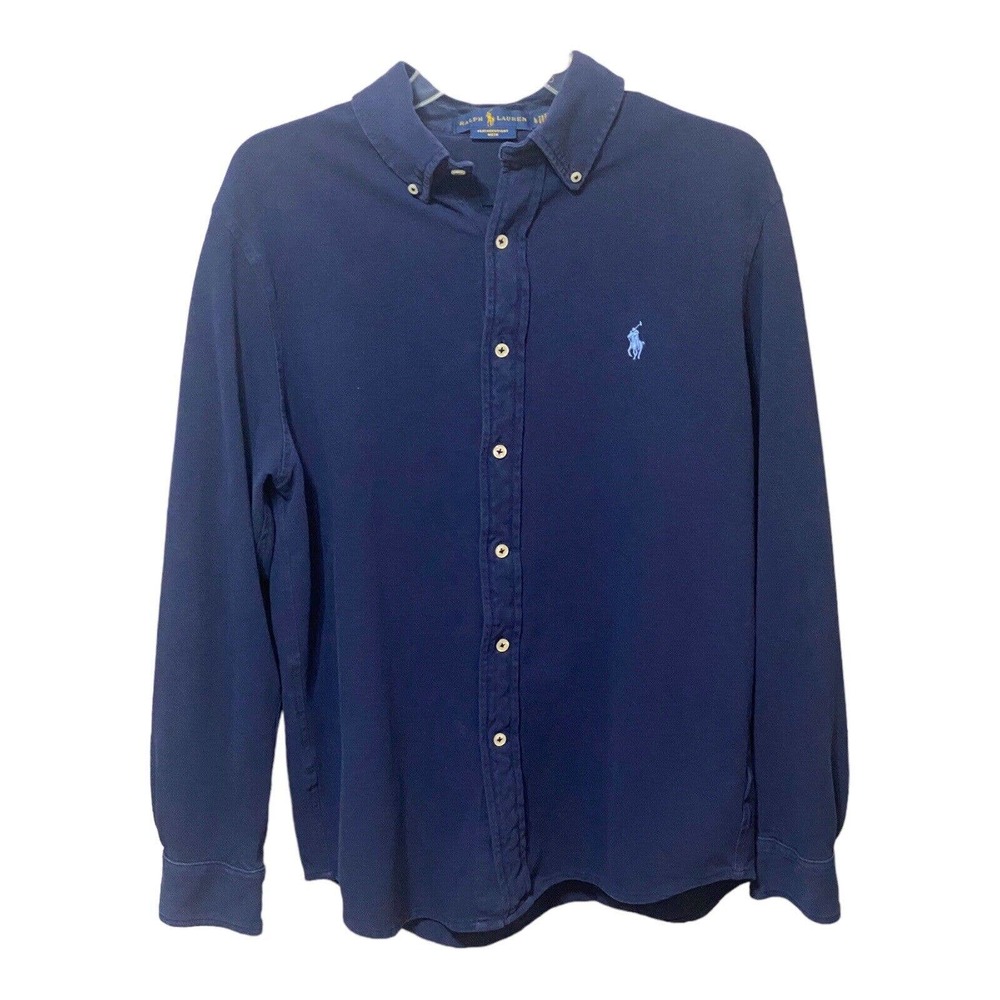 Ralph Lauren Featherweight Mesh Men’s Blue L/S Button Up Shirt Sz L